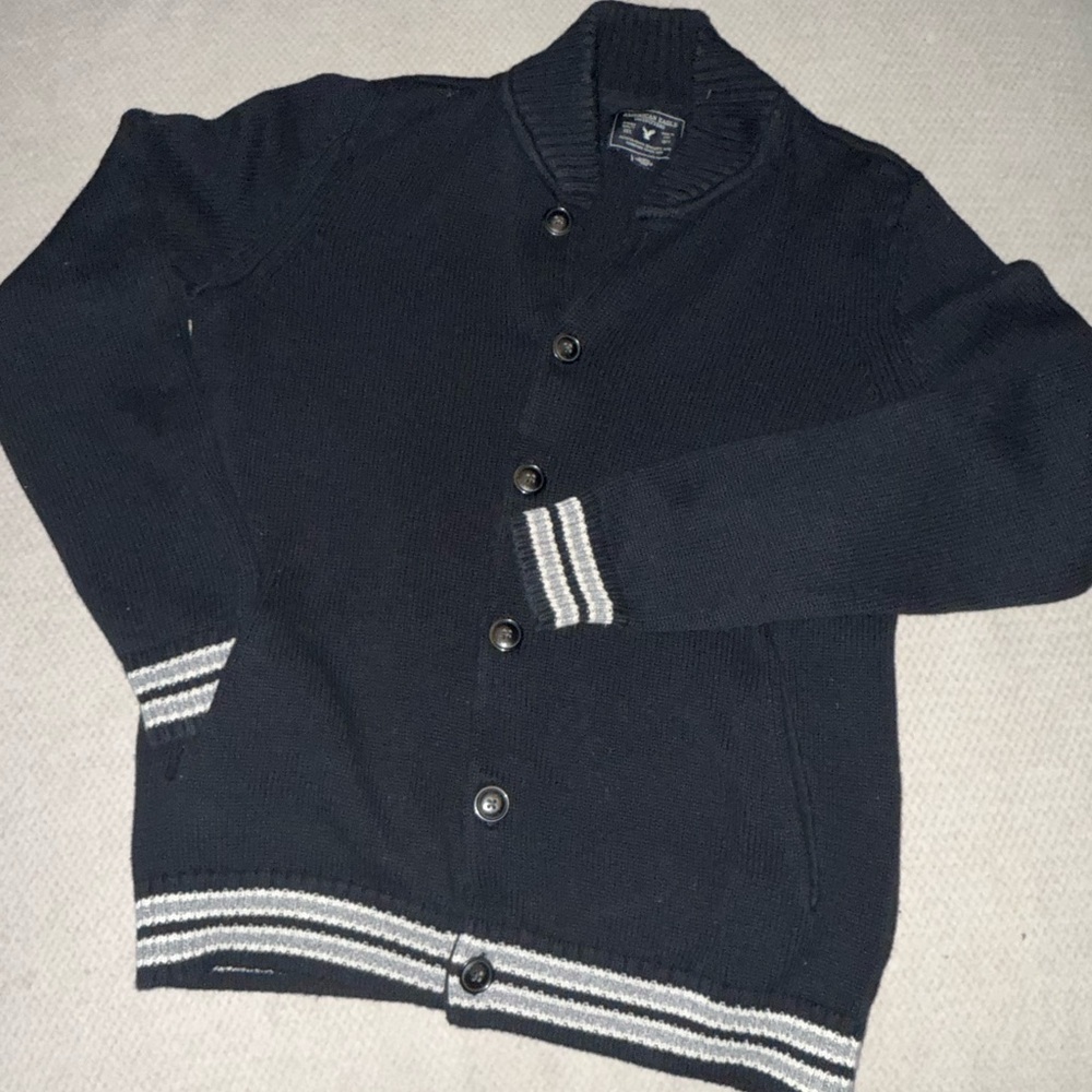 American Eagle Outfitters Black Cardigan with Striped Detail